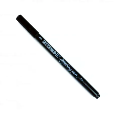 Sketchmarker Lettering Pen (перо 0.7мм + кисть), черный цвет-0