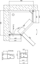 Душевой уголок Vegas Glass AFA-Pen 90 09 01 L профиль золото, стекло прозрачное